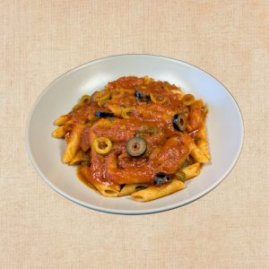 Macarrones con Salsa Putanesca, plato casero saludable de Los Paques de Juan.