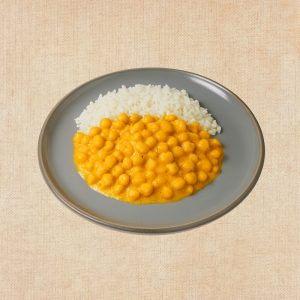 Curry de Garbanzos con Arroz, plato casero saludable de Los Paques de Juan.