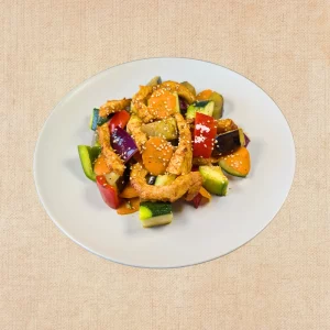 Wok de Verduras y Pollo, plato casero saludable de Los Paques de Juan.