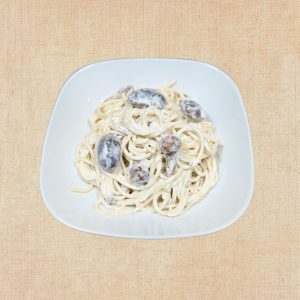 Spaghetti con Salsa de Setas, plato casero saludable de Los Paques de Juan.