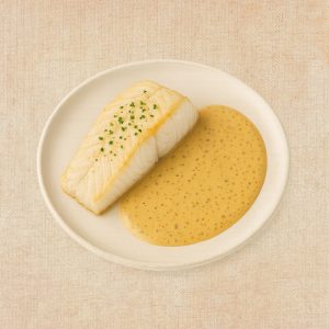 Merluza con Salsa de Mostaza, plato casero saludable de Los Paques de Juan.