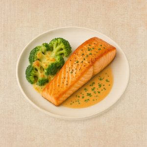 Salmón con Brócoli Gratinado, plato casero saludable de Los Paques de Juan.