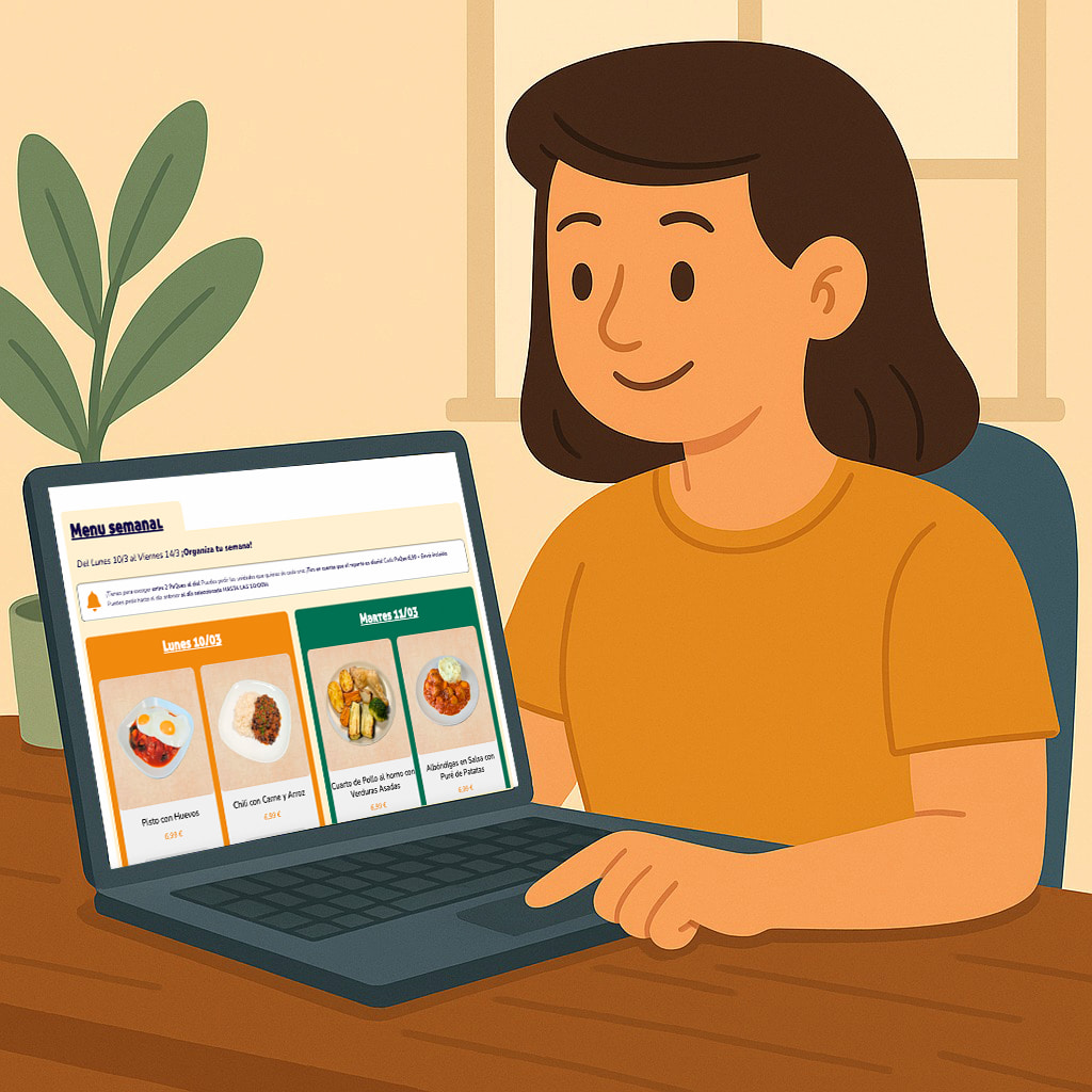 Chica buscando platos para su semana